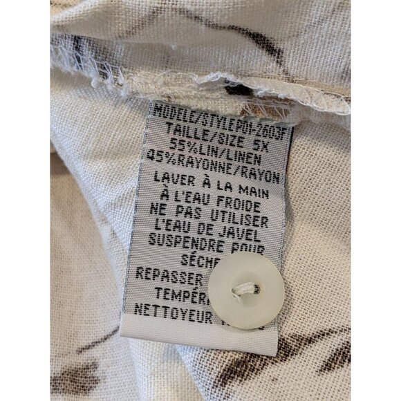 Womens Linen Blend Skirt and Top Set Plus Size 5X Cream Brown Floral - Picture 6 of 6